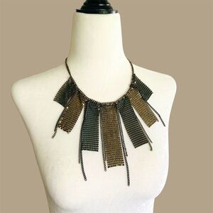Vintage metal mesh fringe necklace